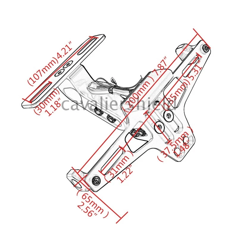 Black License Plate Holder LED Light Bracket Fender Eliminator For Ducati Suzuki - Image 3 of 4