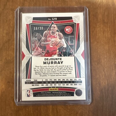 2023-24 obsidian #129 Dejounte Murray Electric Etch Blue Flood /30