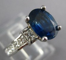 3.18CT DIAMOND AAA SAPPHIRE 14K WHITE GOLD OVAL  PRINCESS ENGAGEMENT RING 27323