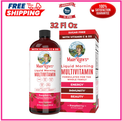 MaryRuth's Liquid Morning Vegan Multivitamin, Raspberry 32 fl oz