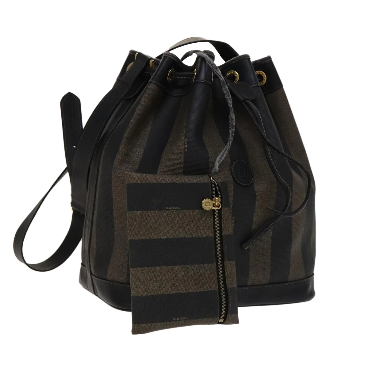 Borsa a tracolla FENDI Pecan in tela marrone nero oro originale 106468