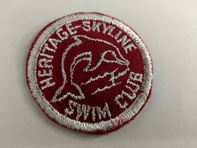 Vintage Heritage Skyline Swim Club patch red white circle 1.75''