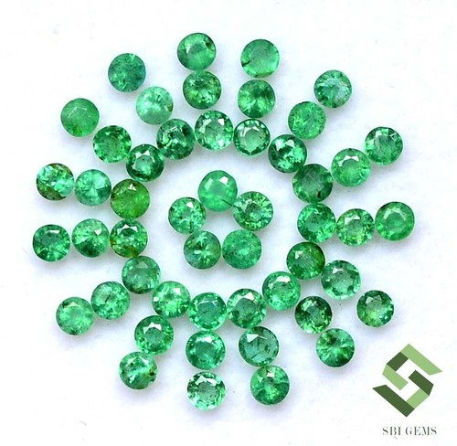 2.25 mm Natural Emerald Round Cut Lot 50 Pcs 2.61 Cts Untreated Loose Gemstones - Picture 2 of 5