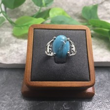 Polished Synthetic Gemstone Silver-Tone Ring Free Ship New Size 8 6945