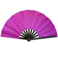 Purple Glitter XL Hand Fan Boots on the Ground Line Dance Festival Rave