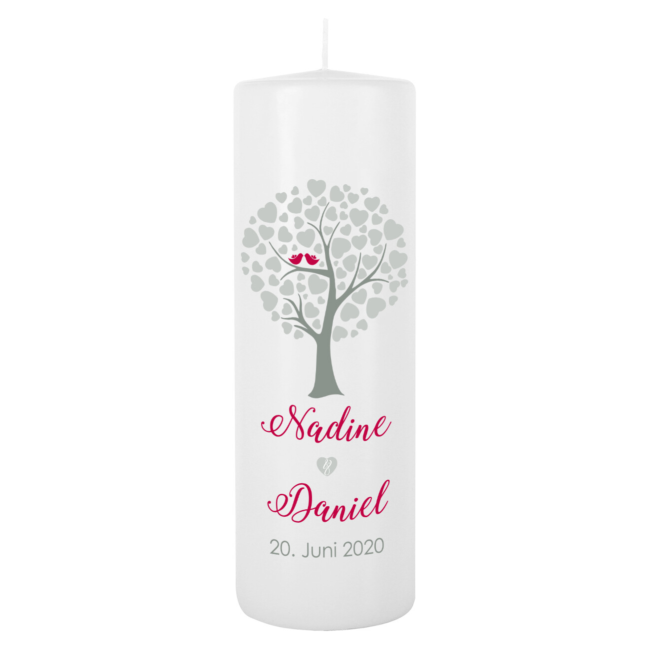 Herz & Heim® Moderne Hochzeitskerze mit Namen & Datum | Brenndauer ca. 120 h