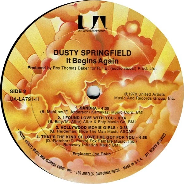 Dusty Springfield It Begins Again 1978 Vinyl LP 12" 33 RPM Pop Disco Soul NM - Image 4 of 4