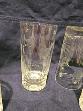 Vintage Rare Etched Crystal  Ducks/Fowl Set 4 Glasses. Cabin Chic Hunting Camp 