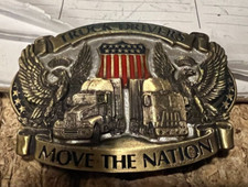 VINTAGE BELT BUCKLE-----TRUCK DRIVERS----MOVE THE NATION--1987
