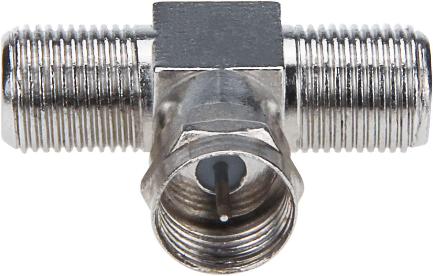 Coaxial Cable Splitter 2 in 1 Out RG6 T Connector Adapter for TV VCR 2 Pack