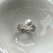 Flawless perfect round 8-9mm freshwater akoya Excellent Luster Bright pearl ring