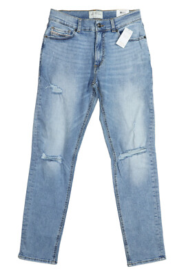 Sun + Stone Athletic Slim Fit Distressed Men's Denim Jeans NWT Blue Tinsel Wash