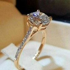 2.00 Ct Round Cut White Diamond Solitaire Engagement Ring 14k Yellow Gold Plated