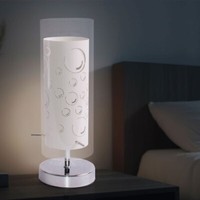 Nachttischleuchte Tischlampe Beistellleuchte E14 Luftblasen Motiv Glas H 34 Cm