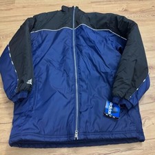 NWT Vintage 90s Adidas Team Parka Jacket Stadium Blue Black Size Medium