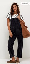 Free People Dungarees Ziggy Denim Shortall Black Dungarees, Size X Small.