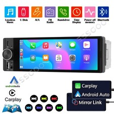 Single DIN 6.36" Wireless Apple CarPlay Android Auto Car Radio Stereo Bluetooth