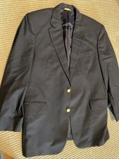 Vintage BROOKS BROTHERS Sz 42R MADE IN USA Gold Button Black 100% Wool Blazer