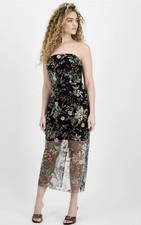 Sam Edelman Floral Sequin Strapless Dress Women's, Black Multi, Size-2