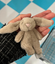 Jellycat Bashful Beige Bunny Plush Bag Charm Keychain Collectible Cute Gift NWT