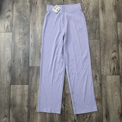 Puma Wide Leg Straight Ribbed Active Pants Women s Size XS Pale Plum