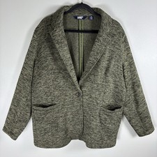 Lands End Women's 1X Heathered Green Oeko-Tex Standard 100 Cardigan Sweater