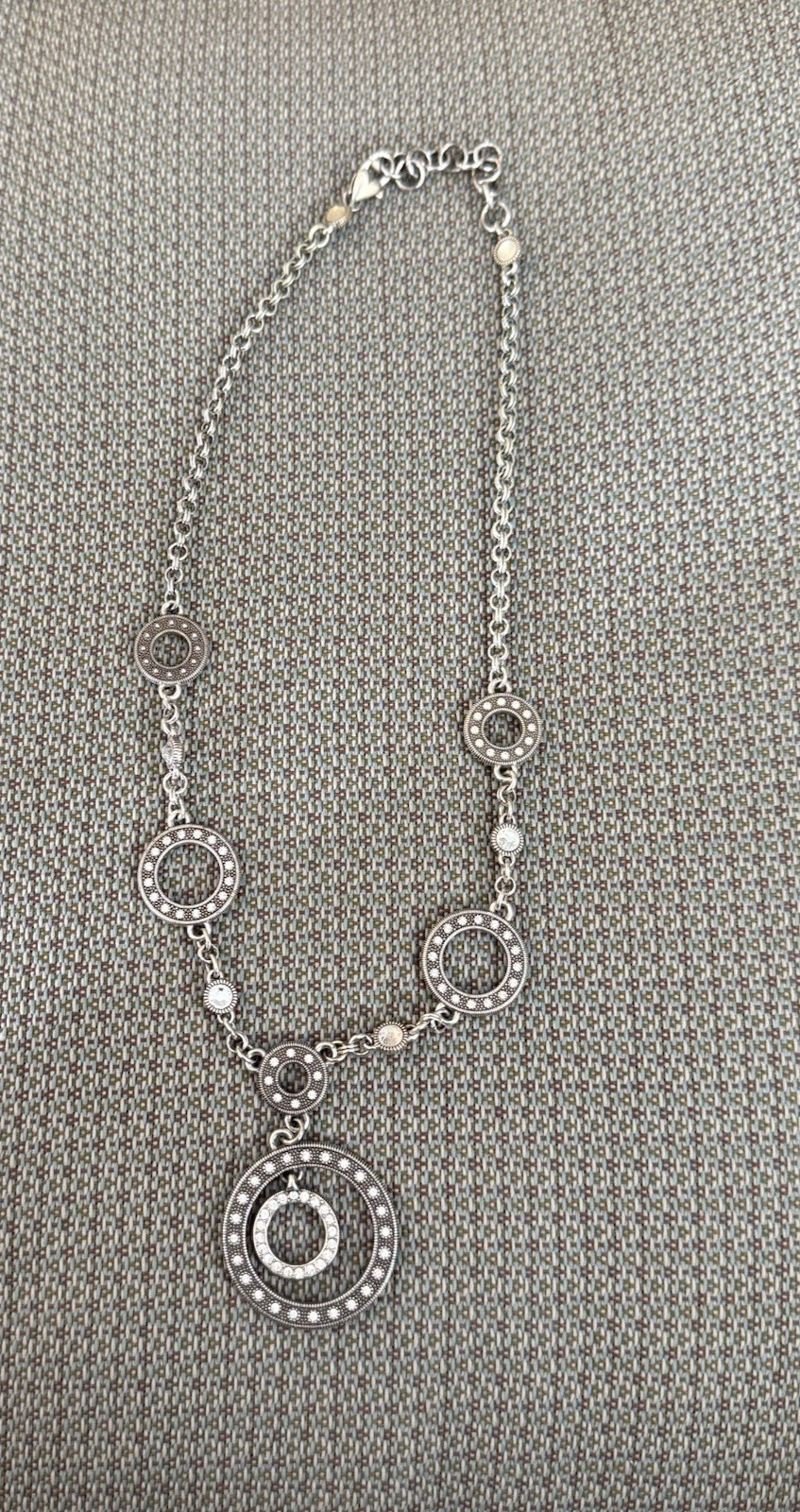 Brighton Silver tone Multi Circle Rhinestone Doub… - image 1