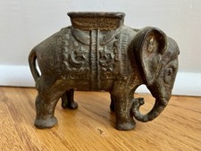 Vintage Antique Cast Iron Metal Elephant Coin / Piggy Bank