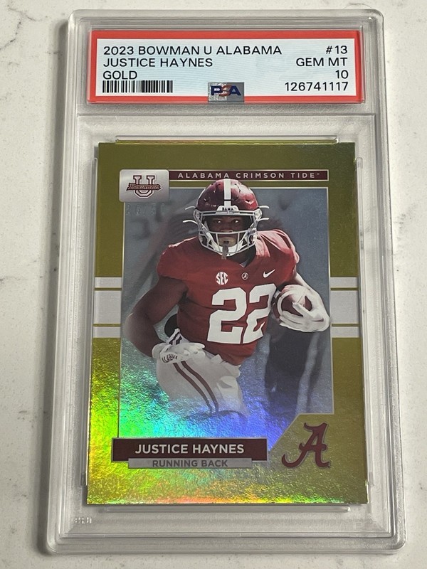 2023 Bowman U Justice Haynes GOLD PSA 10 Michigan Alabama SP /50 PSA 10 GEM