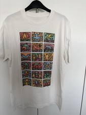 Men’s White Short Sleeve Round Neck Keith Haring T Shirt  Size S
