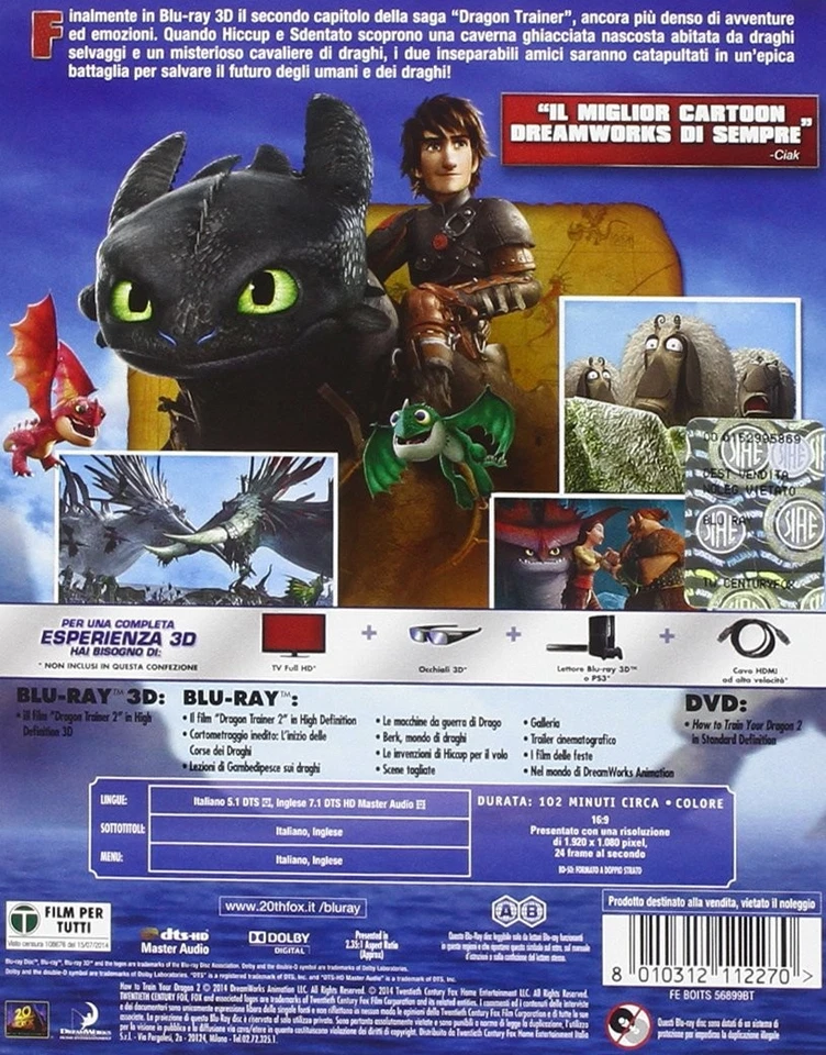 Dragon Trainer 2 (Blu-Ray 3D);How To Train Your Dragon 2 (Blu-ray) Dean DeBlois - Image 2 of 2