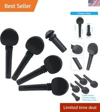 4 Pcs Wooden Violin Tuning Pegs with Endpin Parts, Black Violin Fine Tuners P...