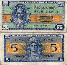 Series 521 5 Cents MILITARY PAYMENT CERTIFICATE