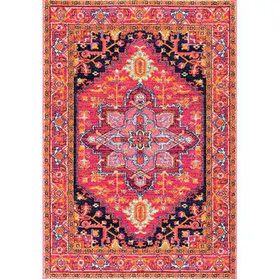 Vonda Turkish Pink Doormat 3 Ft. X 5 Ft. Area Rug