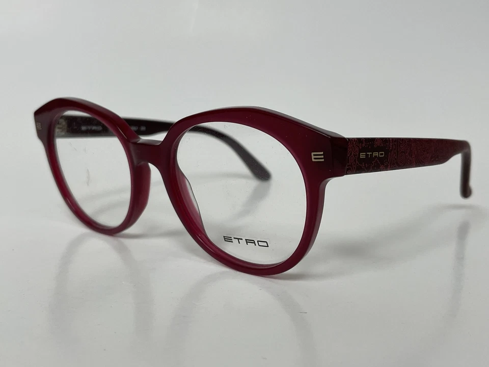 Óculos masculino redondo plástico vermelho autêntico ETRO ET 2611 603 lente 52mm - Imagem 2 de 4