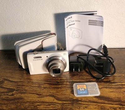 Fujifilm FinePix T500 16MP Digital Camera White Y2K Digicam Bundle TESTED 64GB
