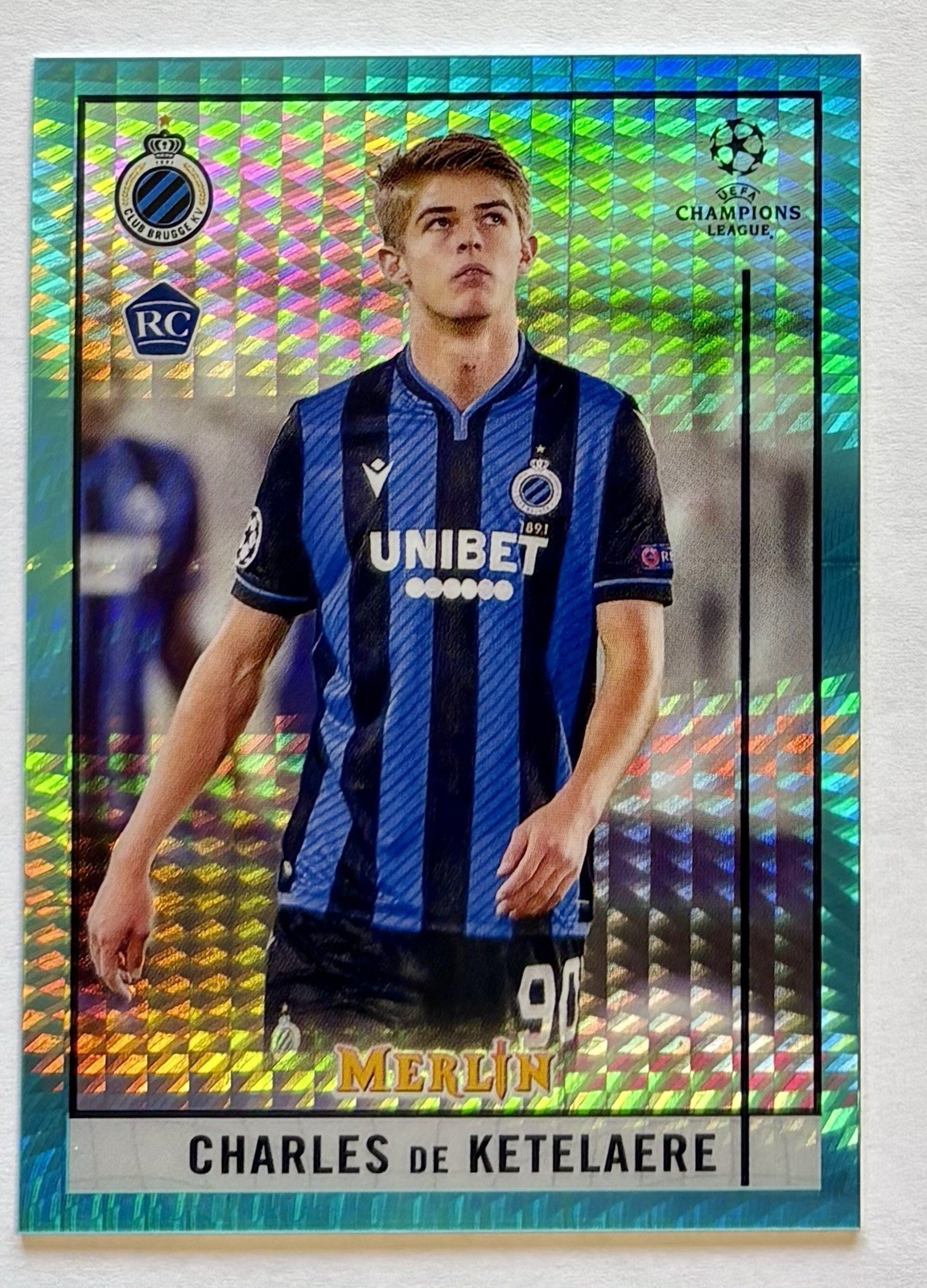 Charles de Ketelaere 2020-21 Topps Merlin Chrome Aqua Prism Refractor RC #3