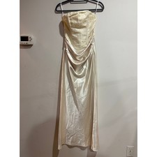 NWT Dear Emilia by Hello Molly Lace Trim Strapless Corset Maxi Dress Yellow XS