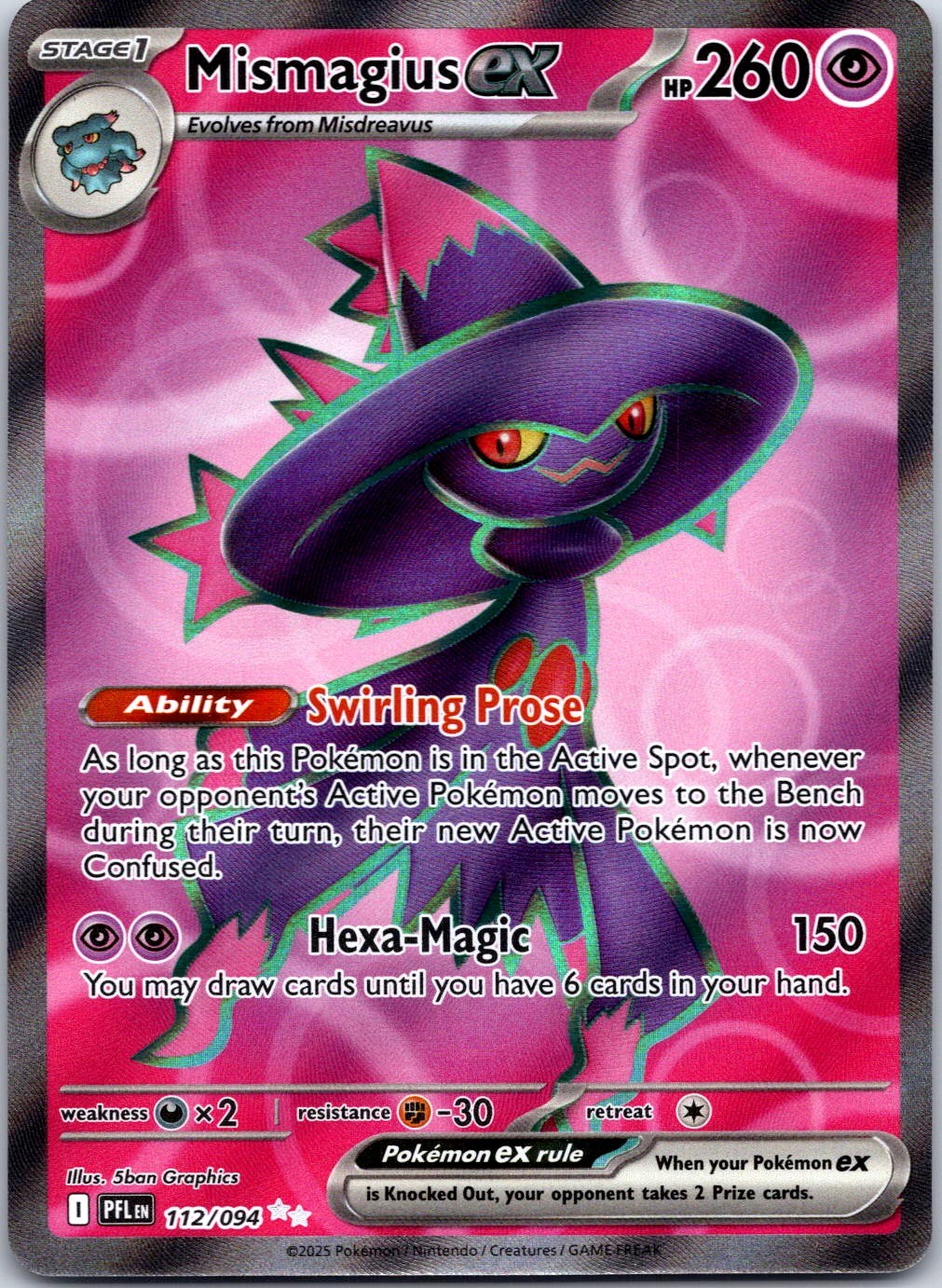 Mismagius ex - Holo Ultra Rare ME02: Phantasmal Flames 112/094 NM
