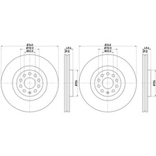 2x HELLA PAGID BREMSSCHEIBEN Ø340mm VORNE passend für AUDI A3 Q2 Q3 TT CUPRA ATE