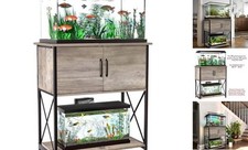 Aquarium Stand Metal Frame Fish Tank Stand with Cabinet 20-29 Gallon Grey