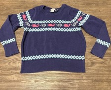 Vineyard Vines Girls Purple Whale Cotton Sweater Fair Isle Classic Sz S