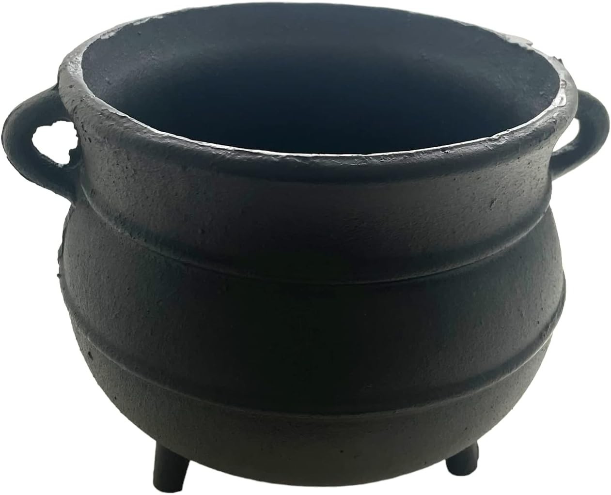 Durable 7" Wide Black Painted Cast Iron Cauldron - Ideal for All Cooking