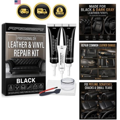 Black Leather & Vinyl Repair Kit, Sofa, Jacket, Car Seats and Purse. Leather ...