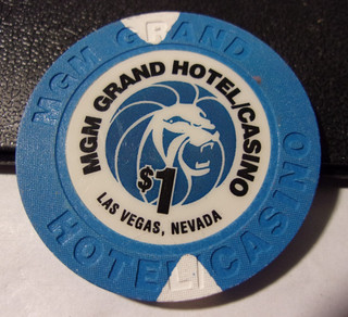 MGM GRAND HOTEL CASINO $1 hotel casino gaming poker chip Las Vegas NV