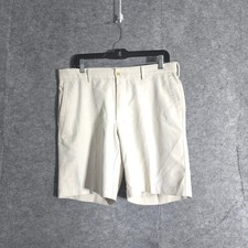 Peter Millar Men Performance Golf Shorts Beige Flat Front Sz 32 Polyester Casual Peter Millar Men Performance Golf Shorts Beige Flat Front Sz 32 Polyester Casual - Image 1