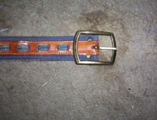 Vintage FUNKY-RETRO Levi's Denim  Leather Belt Orange Tag 36" Long