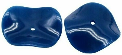 10 Dark Blue Wave Flower Petal Drop Beads Crafts Jewelry Making 33 mm Vintage