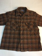 Vintage Pendleton Men  s L Virgin Wool Flannel Button Down Board Shirt Brown