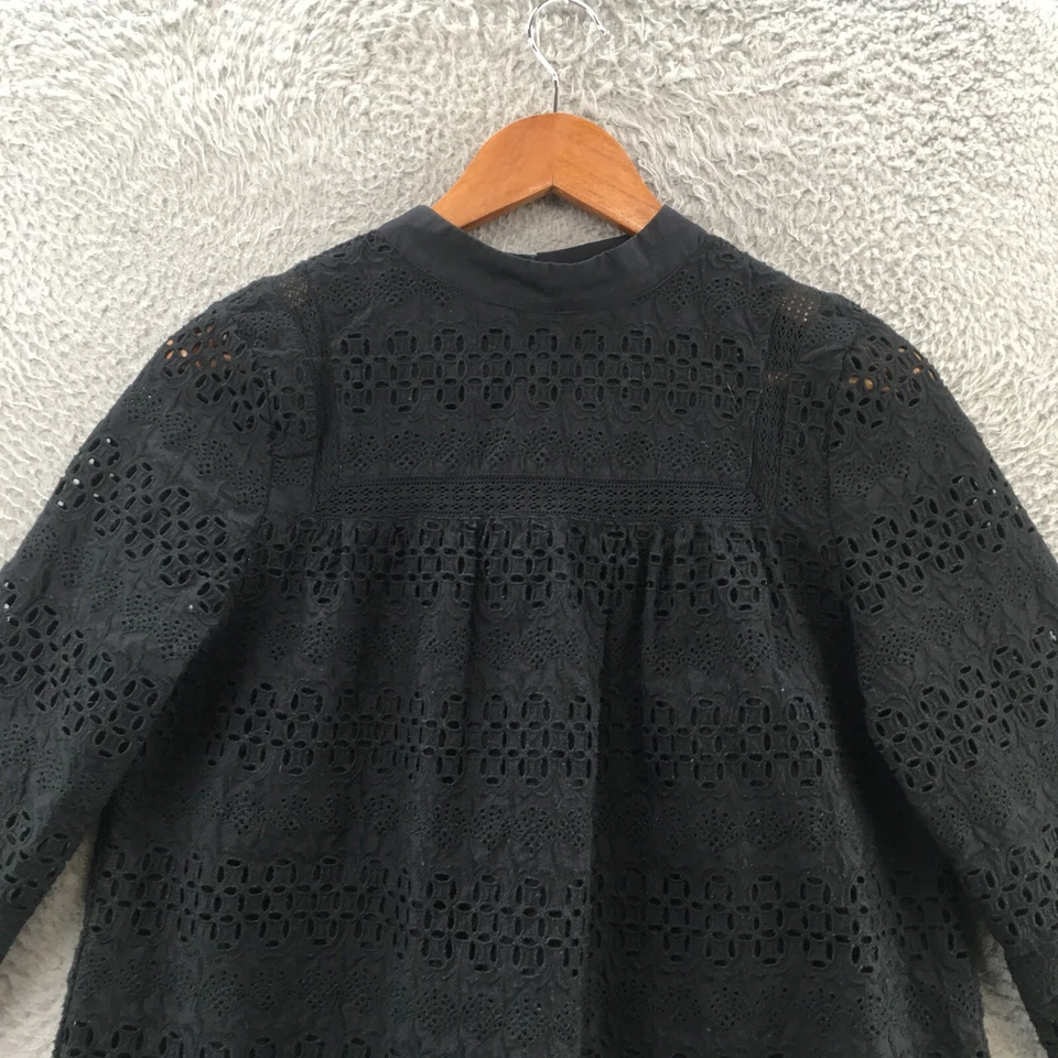 Blusa Top Vineyard Vines con Ojales para Mujer 4 Negro Algodón Bordado Borde Atado Trasero Foto 2 de 4